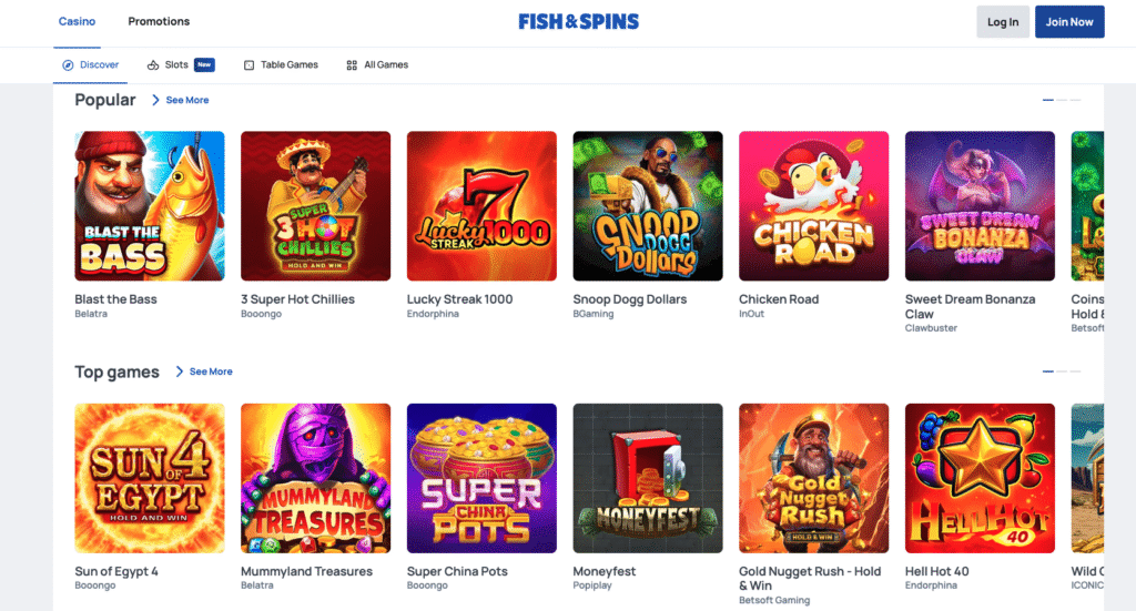fish and spins games options